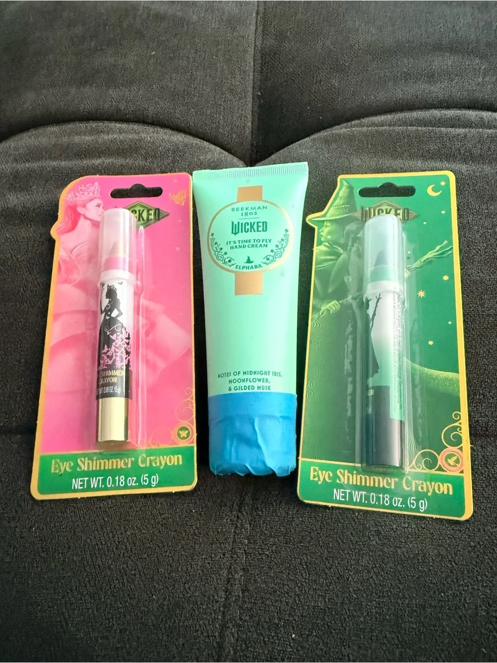 Beekman 1802 Wicked Elphaba Hand Cream and 2 eye shimmer crayons